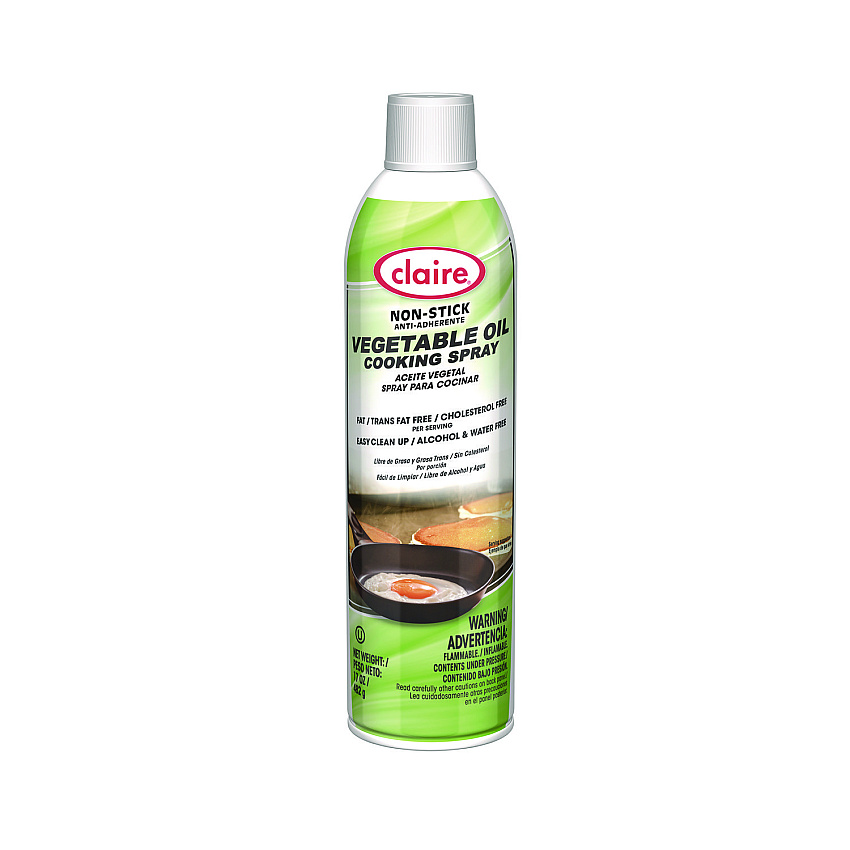 Claire Vegetable Oil Cooking Spray, 17 oz Aerosol Spray Can, 6/Carton (829)