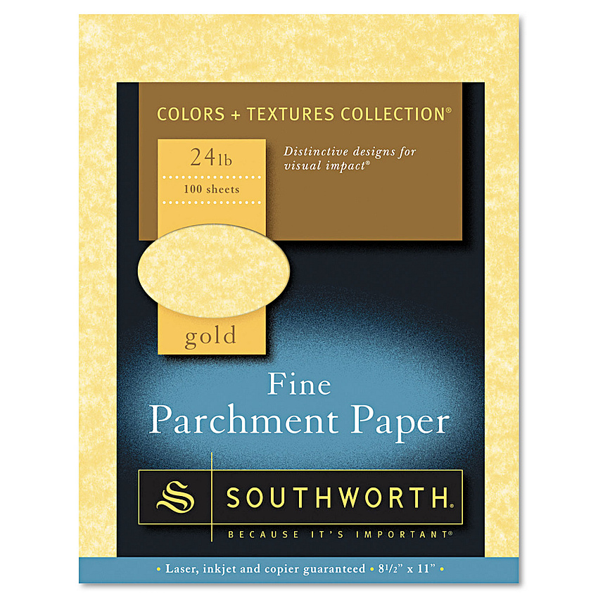 Southworth Parchment Specialty Paper, 24 lb Bond Weight, 8.5 x 11, Gold, 100/Pack (P994CK336)