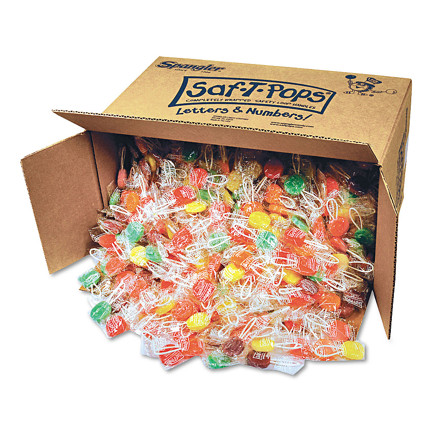 Saf-T-Pops, Assorted Flavors, Individually Wrapped, Bulk 25 lb Box, 1000/Carton (545)