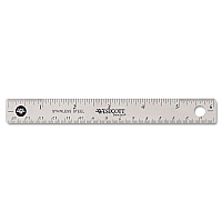 Westcott Stainless Steel Office Ruler With Non Slip Cork Base, Standard/Metric, 6