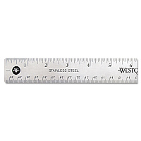 Westcott Stainless Steel Office Ruler With Non Slip Cork Base, Standard/Metric, 12