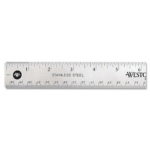 Westcott Stainless Steel Office Ruler With Non Slip Cork Base, Standard/Metric, 12" Long (10415)