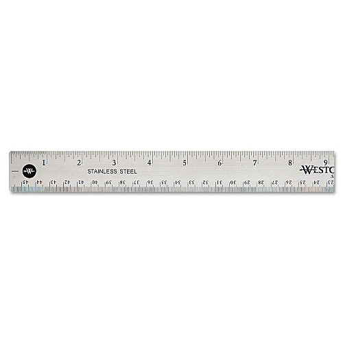 Westcott Stainless Steel Office Ruler With Non Slip Cork Base, Standard/Metric, 18" Long (10417)
