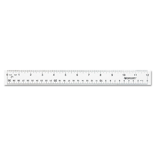 Westcott Clear Flexible Acrylic Ruler, Standard/Metric, 12" Long, Clear (10562)