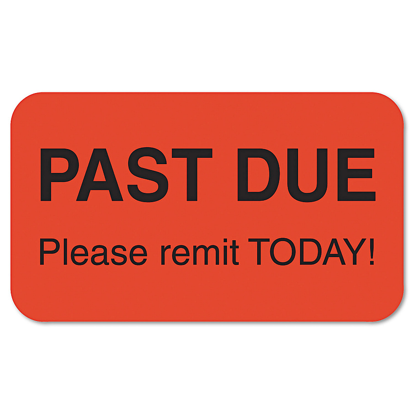 Tabbies Billing Collection Labels, PAST DUE Please remit TODAY!, 0.88 x 1.5, Fluorescent Red, 250/Roll (01350)