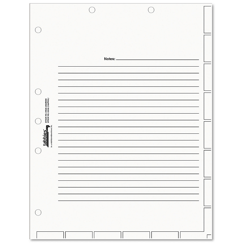 Tabbies Medical Chart Index Divider Sheets, Untabbed, 11 x 8.5, White, 400/Box (54520)