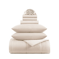 Family Essentials Bed In Bag 7pc Set - Queen - Beige - Case Of 6 Sets (BIAB-FQ-BG)