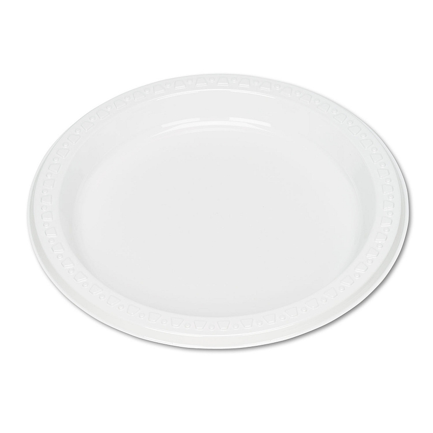 Tablemate Plastic Dinnerware, Plates, 7" dia, White, 125/Pack (7644WH)