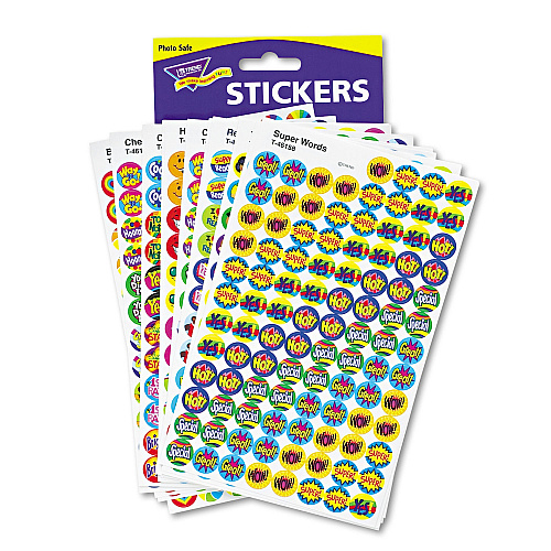 TREND SuperSpots and SuperShapes Sticker Variety Packs, Positive Praisers, Assorted Colors, 2,500/Pack (T1945)