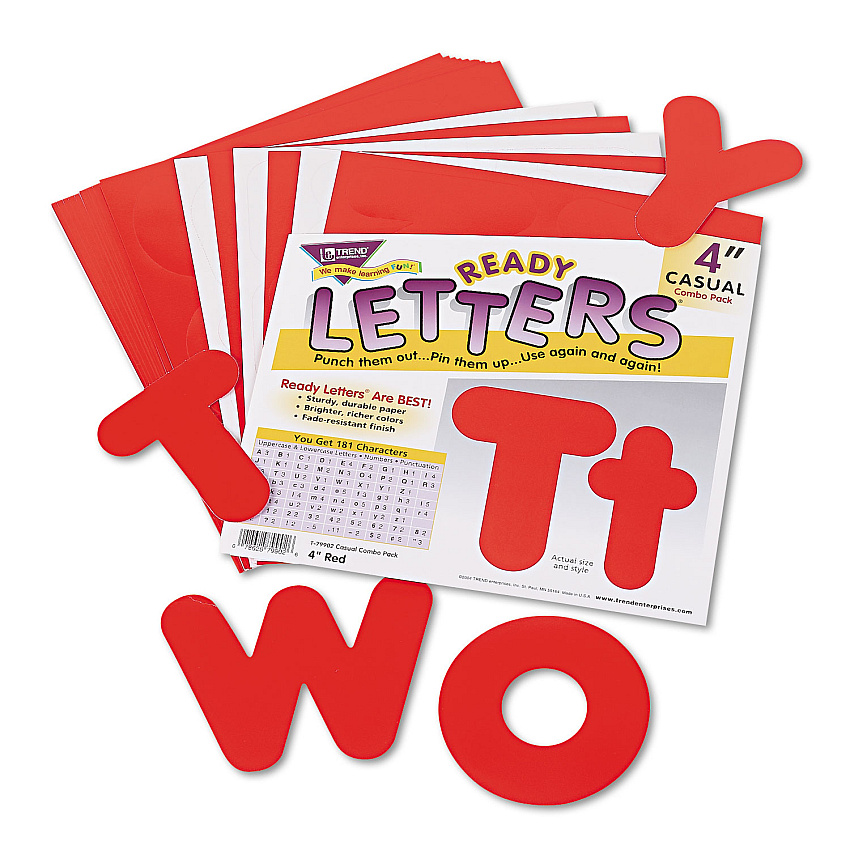 TREND Ready Letters Casual Combo Set, Red, 4"h, 182/Set (T79902)