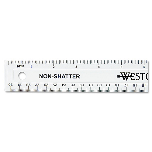 Westcott Non-Shatter Flexible Ruler, Standard/Metric, 12" Long, Plastic, Clear (13862)