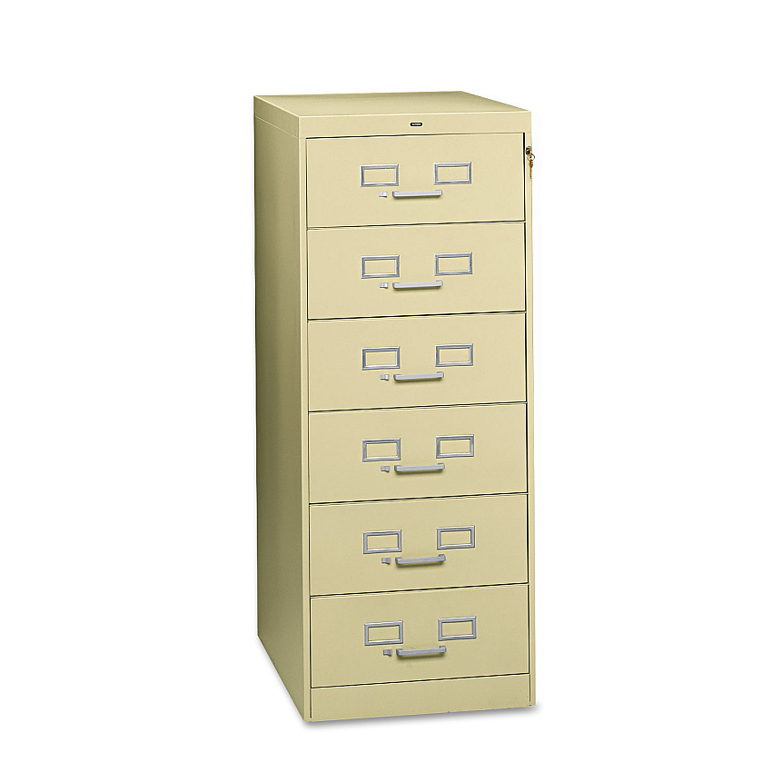Tennsco Six-Drawer Multimedia/Card File Cabinet, Putty, 21.25" x 28.5" x 52" (CF669PY)