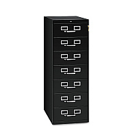Tennsco Seven-Drawer Multimedia/Card File Cabinet, Black, 19.13" x 28.5" x 52" (CF758BK)