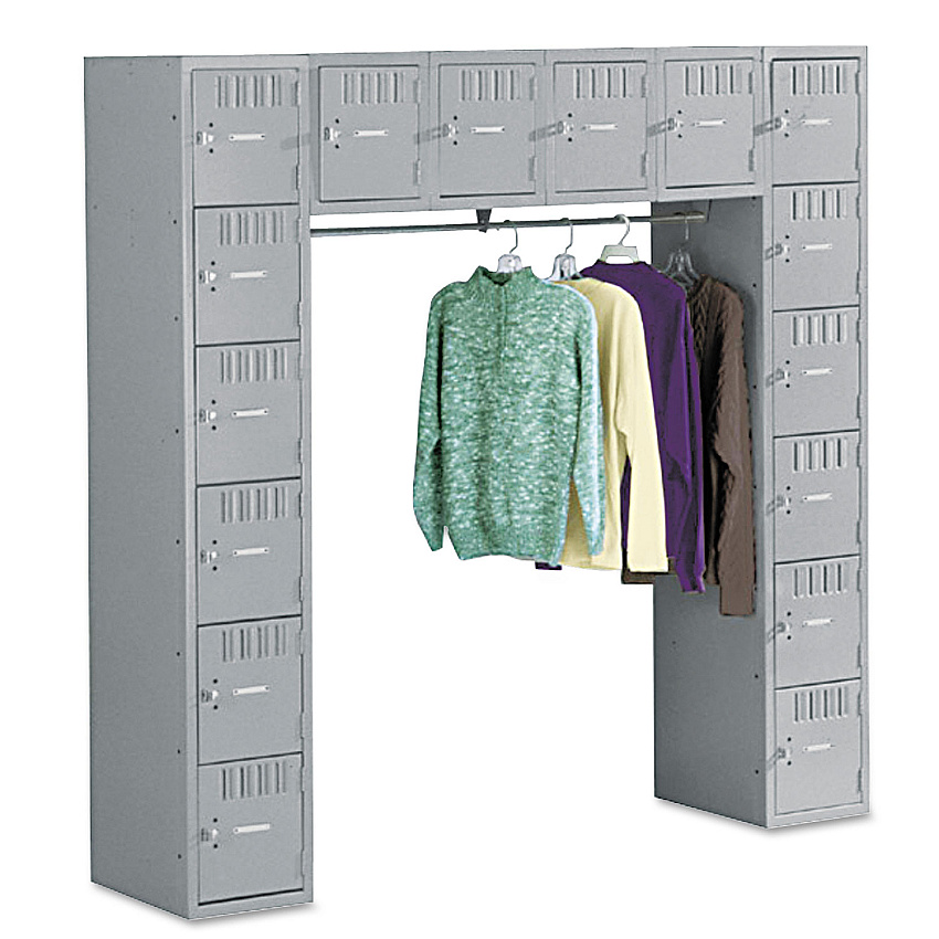 Tennsco Sixteen Box Compartments and Coat Bar, 72w x 18d x 72h, Medium Gray (SRS721872AMG)