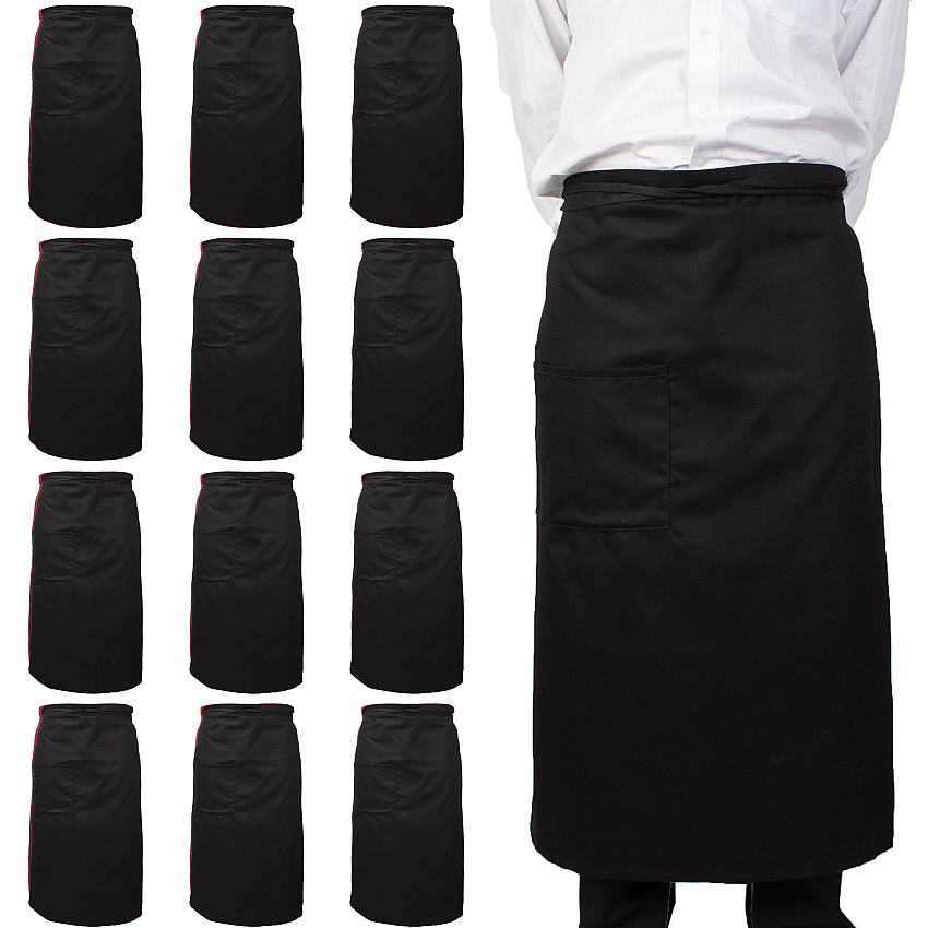Mariposa Bistro Apron 33x30 Black, Pack Of 12 (PNP-BISTROAPR-BLK)