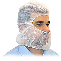 Spunbond Polyproylene Hood Beard Cover White, Case Of 1000 (M2302WSZ)