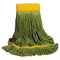 Boardwalk&reg; EcoMop Looped-End Mop Head, Recycled Fibers, Large, Green (BWK1200LEA)