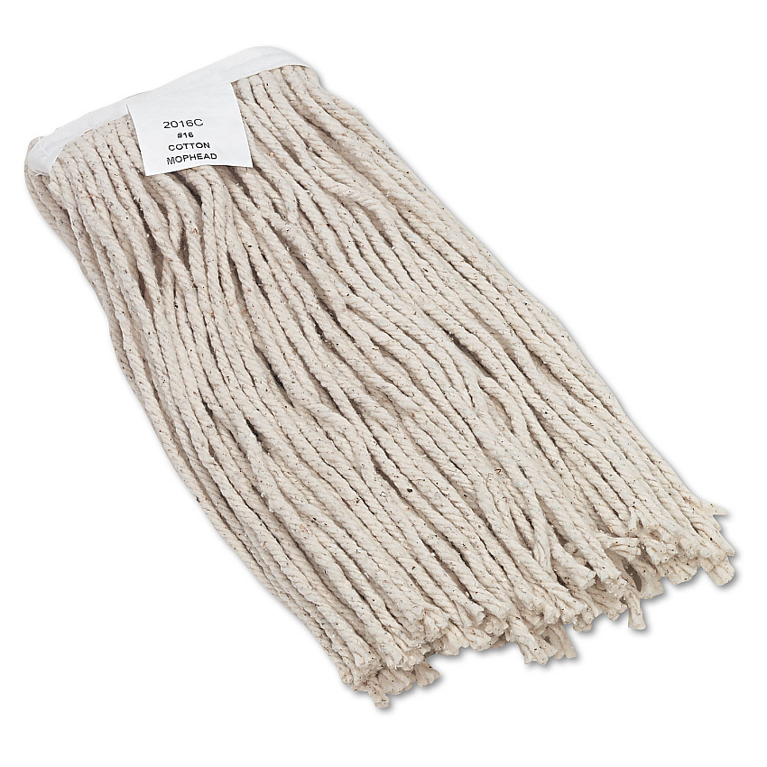 Boardwalk&reg; Cut-End Wet Mop Head, Cotton, No. 16 Size, White (BWK2016CEA)