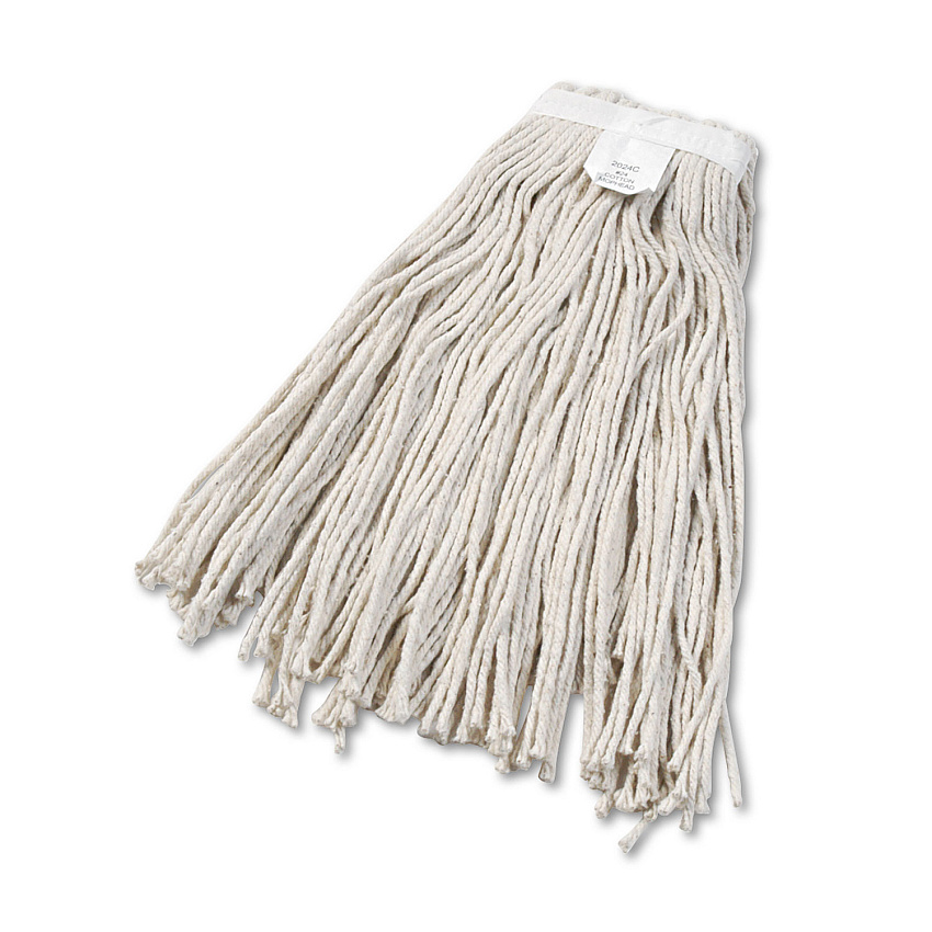 Boardwalk&reg; Cut-End Wet Mop Head, Cotton, No. 24, White (BWK2024CEA)