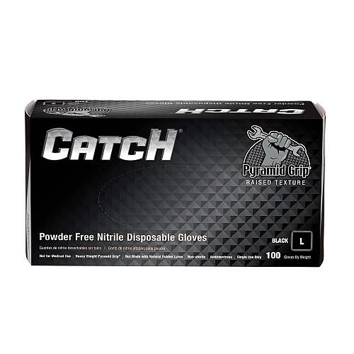 Safety Zone Nitrile Powder Free 9 Mil Pyramid Grip Gloves - Black, Lrg - Box Of 100 (GL-NT107BKFL)
