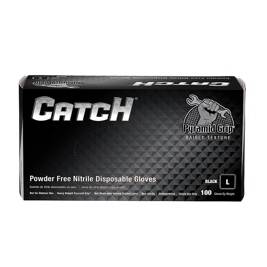 Safety Zone Nitrile Powder Free 9 Mil Pyramid Grip Gloves - Black, Lrg - Box Of 100 (GL-NT107BKFL)