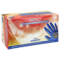Hero Latex Pwdfree 14 Mil Extended Cuff Exam Gloves Blue Xl, Case Of 500 (HER008)