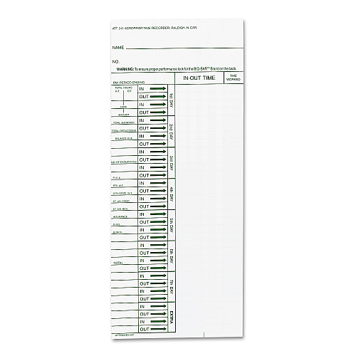 Time Clock Cards for Acroprint ATT310, One Side, 4 x 10, 200/Pack (096103080)