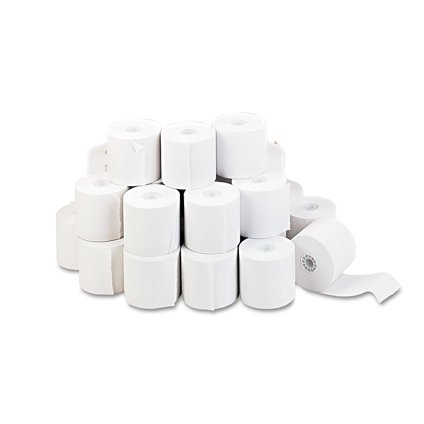 Universal Impact and Inkjet Print Bond Paper Rolls, 0.5" Core, 2.25" x 130 ft, White, 100/Carton (UNV35710GN)