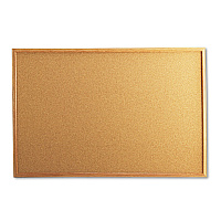 Universal Cork Board with Oak Style Frame, 36 x 24, Tan Surface (UNV43603)