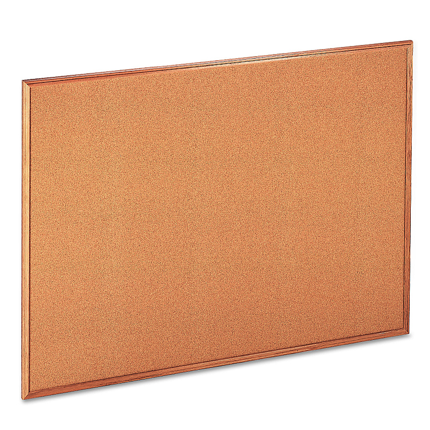 Universal Cork Board with Oak Style Frame, 48 x 36, Tan Surface (UNV43604)