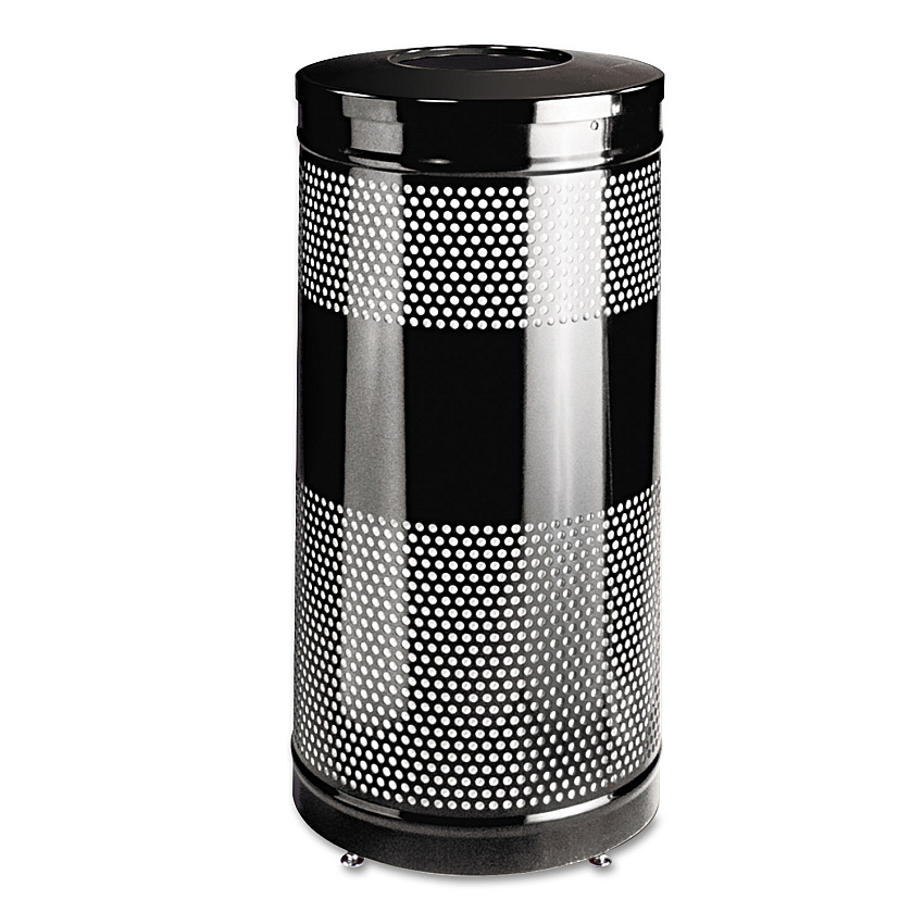 Rubbermaid Commercial Classics Perforated Open Top Receptacle, 25 gal, Steel, Black (S3ETBK)