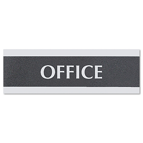 Headline Century Series Office Sign, OFFICE, 9 x 3, Black/Silver (4762)