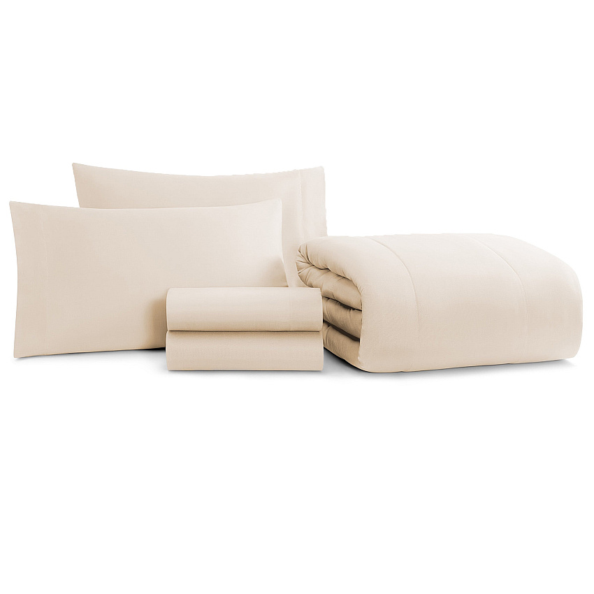 Family Essentials Bed In Bag 5pc Set - Twin - Beige - Case Of 6 (BIAB-TW-BG)