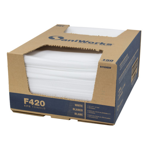 Saniworks Eps Towels, White, 13x21, 1/4 Fold - Case Of 150 (N-F420QCW)