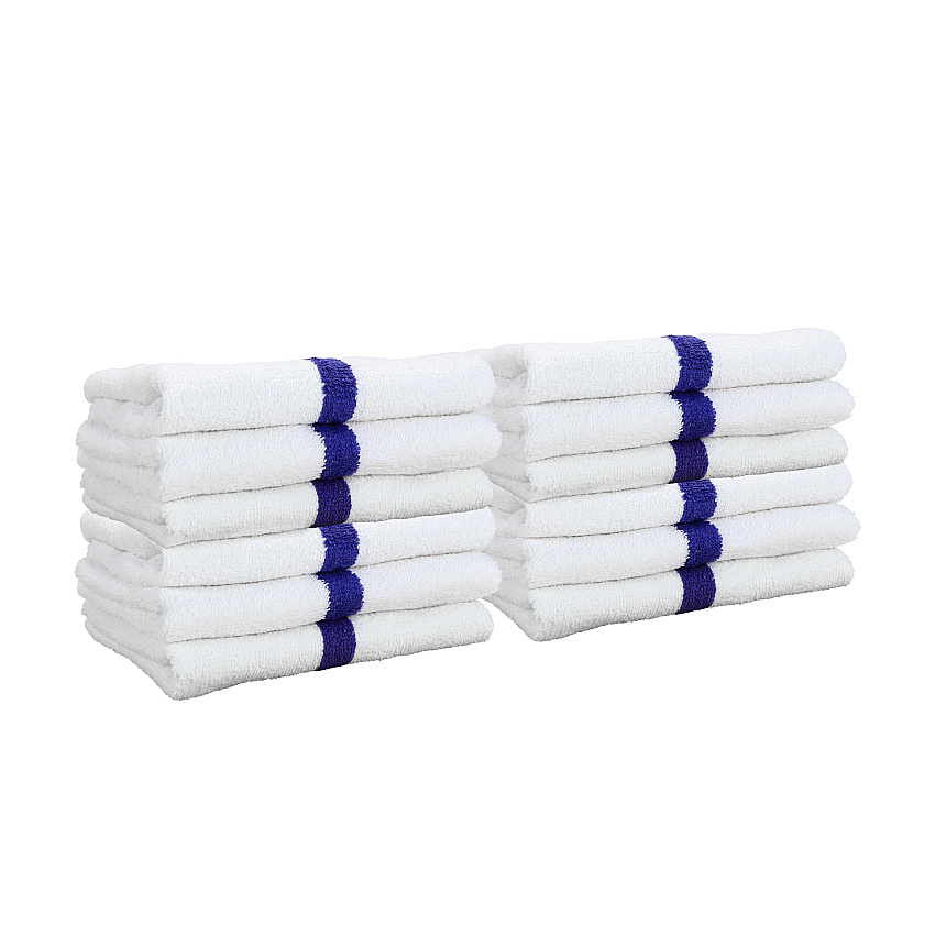 Power Gym Hand Towel 16x27 Blue Stripe - Case Of 120 (PWR-1627-3BCS-CS)