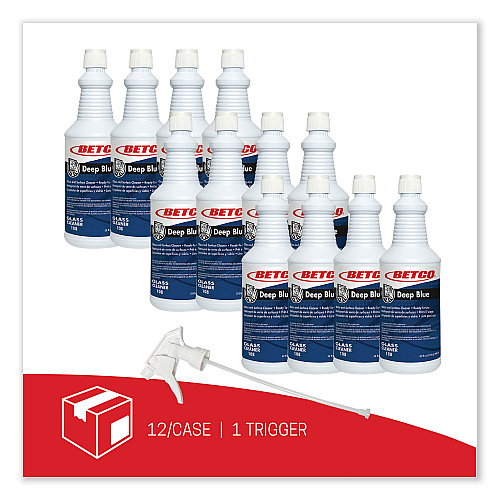 Betco Deep Blue Glass and Surface Cleaner, Ammonia Scent, 32 oz Bottle, 12/Carton (1081200)