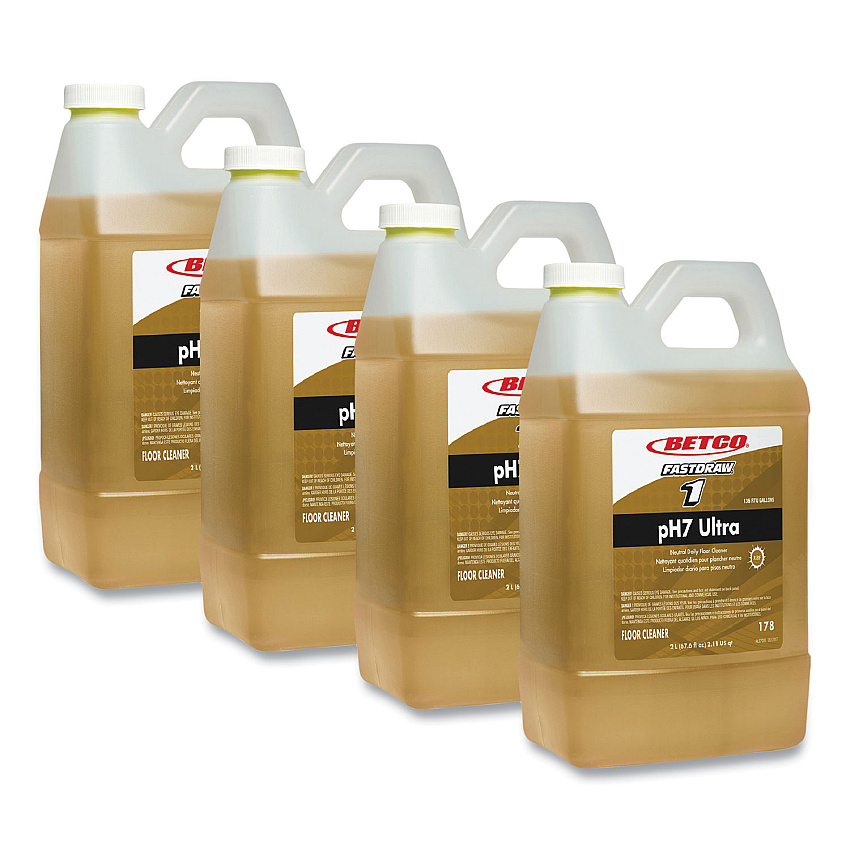 Betco pH7 Ultra Neutral Cleaner, Lemon Scent, 2 L Bottle, 4/Carton (1784700)