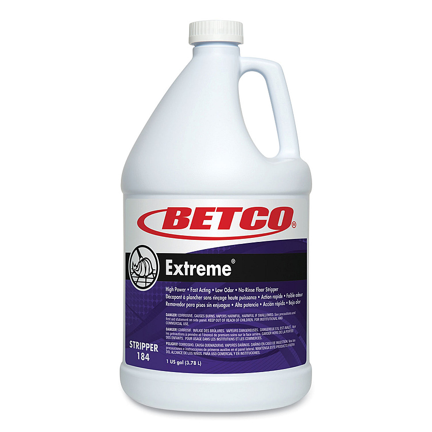 Betco Extreme High Power, Fast Acting, Low Odor, No-rinse Floor Stripper For Floor - 128 fl oz (4 quart) - Lemon Scent - Low Odor, Rinse-free - Green Bottle - 4 / Carton (1840400)