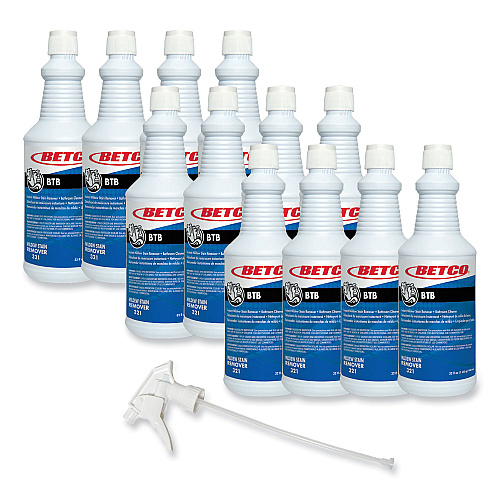 Betco BTB Mildew Stain Remover, Apple, 32 oz Spray Bottle, 12/Carton (3211200)