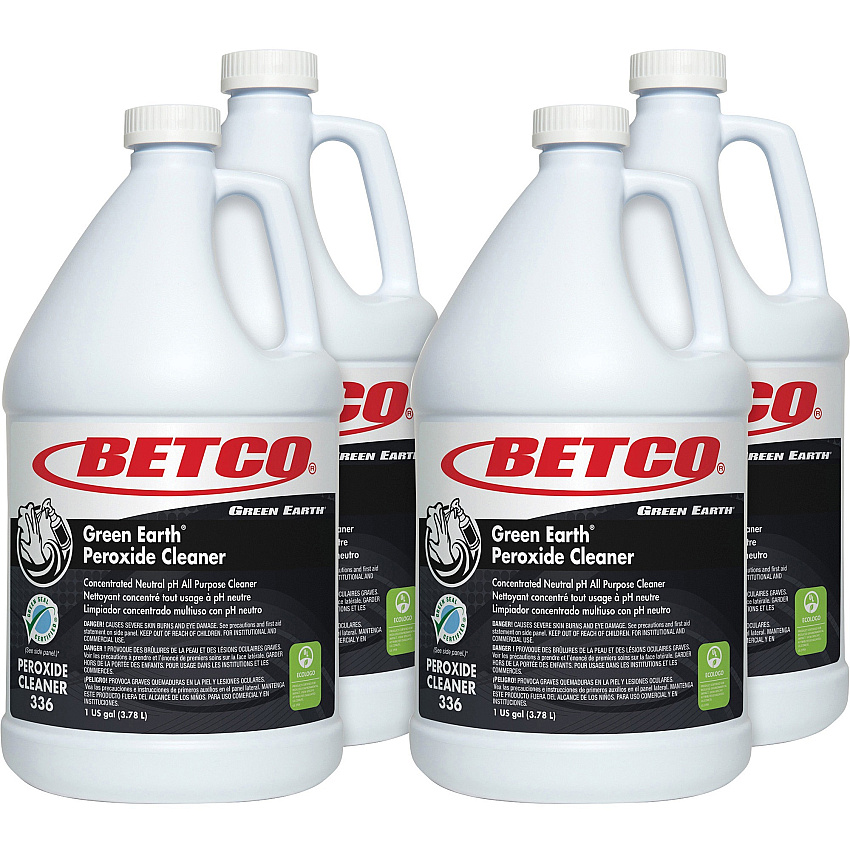 Betco Green Earth Peroxide Cleaner, Fresh Mint Scent, 1 gal Bottle, 4/Carton (3360400)