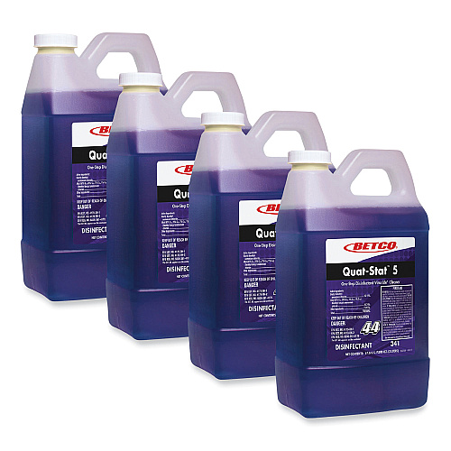 Betco Quat-Stat 5 Disinfectant - FASTDRAW 44 Concentrate - 67.6 fl oz (2.1 quart) - Lavender Scent - Deodorant, Spill Proof - Purple - 4 / Carton (3414700)