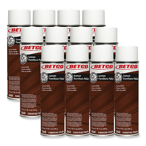 Betco Lemon Furniture Polish, Lemon Scent, 19 oz Aerosol Can, 12/Carton (602300)