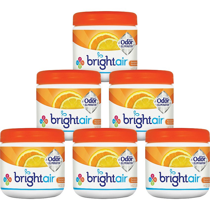 Bright Air Super Odor Eliminator, Mandarin Orange and Fresh Lemon, 14 oz Jar, 6/Carton (900013CT)