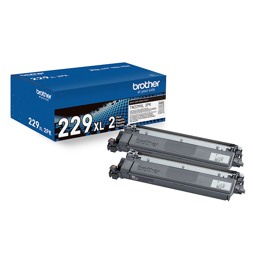 Brother TN229XL2PK High-Yield Toner, 3,000 Page-Yield, Black, 2/Pack
