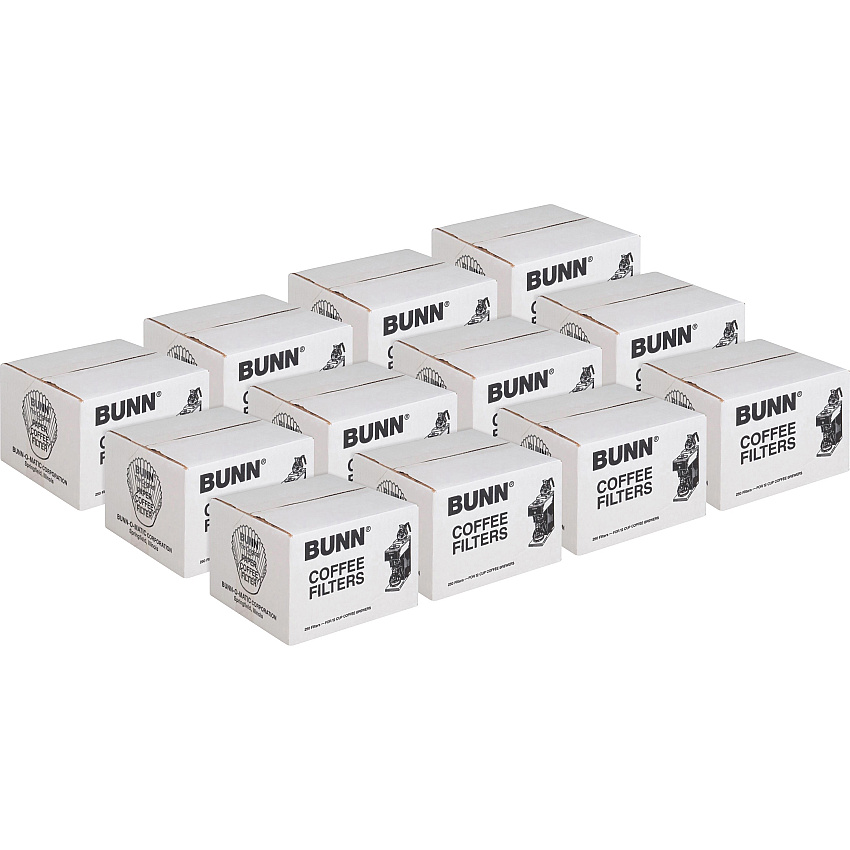 BUNN Flat Bottom Coffee Filters, 12 Cup Size, 250/Pack, 12 Packs/Carton (BCF250CT)