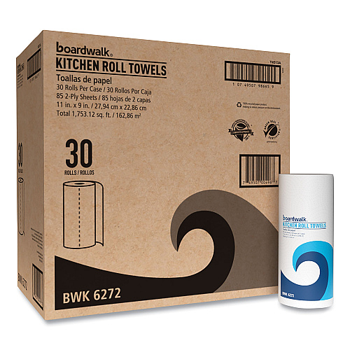 Boardwalk&reg; Kitchen Paper Towels, 2-Ply, 85 Sheet Roll, 30 Rolls (BWK6272)