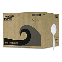 Boardwalk Mediumweight Polypropylene Cutlery, Teaspoon, White, 1,000/Carton (BWKSPOONPPMW)