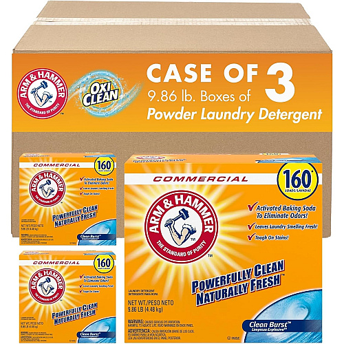 Arm & Hammer Powder Laundry Detergent, Clean Burst, 9.86 lb Box, 3/Carton (3320000109)
