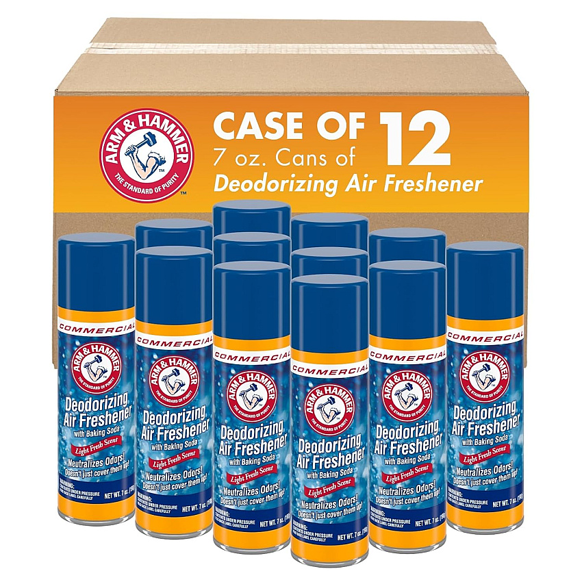 Arm & Hammer Baking Soda Air Freshener, Light Fresh, 7 oz Aerosol Spray, 12/Carton (3320094170CT)