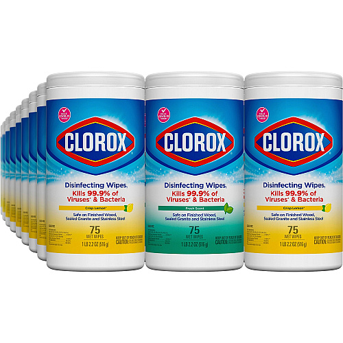 Clorox Disinfecting Bleach Free Cleaning Wipes Value Pack Ready-To-Use - Easy to Use, Antibacterial - White - 75/Tub - 480 / Pallet (30208PL)